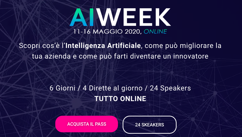 AI Week 1116 Maggio, Online La Settimana dell'Intelligenza Artificiale